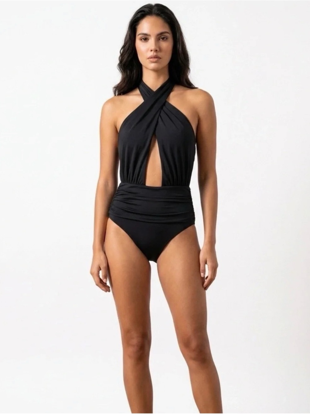 Black one piece swim suit